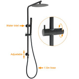 Matt Black Round 10" Rain Shower Head Brass Handheld Slide Rail Riser Arm Mixer Set | darrahopens.com.au Premium AU Stock