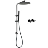 Darrahopens Furniture > Bathroom > Shower Heads & Screens Matt Black Round 12" Rain Shower Head Brass Handheld Riser Rail Set Diverter Mixer Taps