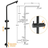 Darrahopens Furniture > Bathroom > Shower Heads & Screens Matt Black Round 12" Rain Shower Head Brass Handheld Riser Rail Set Diverter Mixer Taps