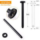 Darrahopens Furniture > Bathroom > Shower Heads & Screens Matt Black Round 16" Extra Large Rain Shower Head 300mm Ceiling Dropper Arm Set