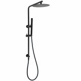 Matt Black Round 250mm Rain Shower Head Brass Handheld Slide Rail Riser Arm Set | darrahopens.com.au Premium AU Stock