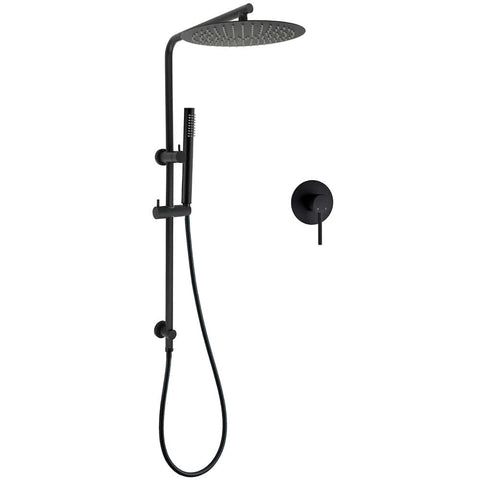 Darrahopens Furniture > Bathroom > Shower Heads & Screens Matt Black Round 300mm Rain Shower Head Brass Handheld Riser Rail Set Diverter Mixer