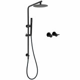 Darrahopens Furniture > Bathroom > Shower Heads & Screens Matt Black Round 8" Rain Shower Head 3 Mode Handheld 2 in 1 Wall Arm Taps Set