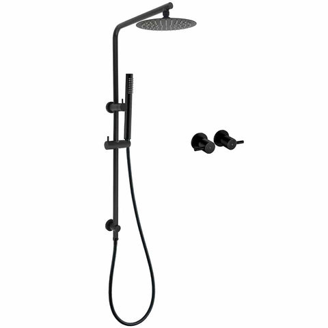 Darrahopens Furniture > Bathroom > Shower Heads & Screens Matt Black Round 8" Rain Shower Head 3 Mode Handheld 2 in 1 Wall Arm Taps Set