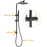 Darrahopens Furniture > Bathroom > Shower Heads & Screens Matt Black Round 8" Rain Shower Head 3 Mode Handheld 2 in 1 Wall Arm Taps Set