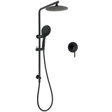 Darrahopens Furniture > Bathroom > Shower Heads & Screens Matt Black Round 9" Rainfall Head Handheld Sliding Rail Wall Arm Dual Shower Mixer Set