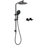 Darrahopens Furniture > Bathroom > Shower Heads & Screens Matt Black Round 9" Rainfall Head Handheld Sliding Rail Wall Arm Dual Shower Taps Set
