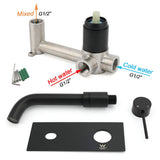 Darrahopens Furniture > Bathroom > Shower Heads & Screens Matt Black Round Basin Mixer Bathtub Wall Mounted Faucet Tap Laundry Spout Set
