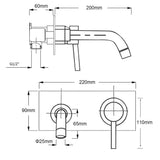 Darrahopens Furniture > Bathroom > Shower Heads & Screens Matt Black Round Basin Mixer Bathtub Wall Mounted Faucet Tap Laundry Spout Set