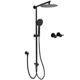 Darrahopens Furniture > Bathroom > Shower Heads & Screens Matt Black Round Dual Shower Set 10" Rain Head 3 Mode Handheld Sliding Rail Arm Twin Taps