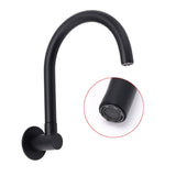 Darrahopens Furniture > Bathroom > Shower Heads & Screens Matt Black Round Gooseneck Arm Faucet Outlet Wall Mounted Bath Tub Filler Spout