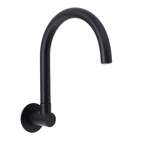 Darrahopens Furniture > Bathroom > Shower Heads & Screens Matt Black Round Gooseneck Arm Faucet Outlet Wall Mounted Bath Tub Filler Spout