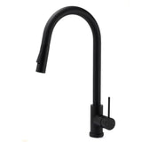 Matt Black Round Pull Out Down Kitchen Sink Tap Laundry Basin Mixer 2 Way Spout | darrahopens.com.au Premium AU Stock
