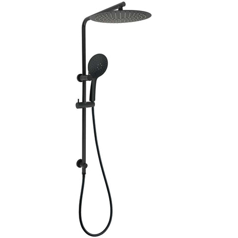 Darrahopens Furniture > Bathroom > Shower Heads & Screens Matt Black Shower Set 12" Large Rain Head Handheld Sliding Rail Arm Round WELS