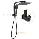 Darrahopens Furniture > Bathroom > Shower Heads & Screens Matt Black Square 10" SUS Shower Head 3 Modes Handheld Gooseneck Arm Twin Set