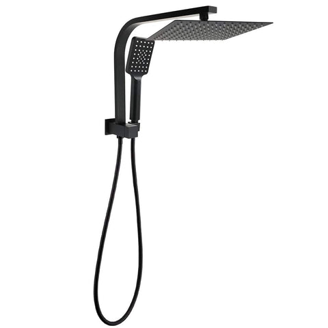 Darrahopens Furniture > Bathroom > Shower Heads & Screens Matt Black Square 10" SUS Shower Head 3 Modes Handheld Gooseneck Arm Twin Set