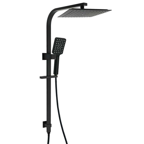 Darrahopens Furniture > Bathroom > Shower Heads & Screens Matt Black Square 2in1 Shower 10" Rain Head 3 Modes Handheld Silde Rail Arm Set
