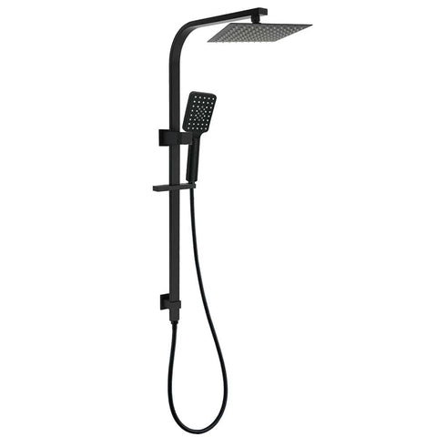 Darrahopens Furniture > Bathroom > Shower Heads & Screens Matt Black Square 2in1 Shower Set 8" Rain Head 3 Modes Handheld Silde Rail Arm