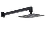 Darrahopens Furniture > Bathroom > Shower Heads & Screens Matt Black Square 8" Rainfall Shower Head & 400mm Brass Straight Wall Mount Arm Set
