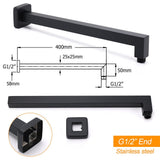 Darrahopens Furniture > Bathroom > Shower Heads & Screens Matt Black Square 8" Rainfall Shower Head & 400mm Brass Straight Wall Mount Arm Set