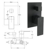 Darrahopens Furniture > Bathroom > Shower Heads & Screens Matt Black Square Stainless Steel Shower Mixer 2 Way Bath Set Diverter Watermark