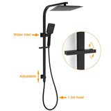 Darrahopens Furniture > Bathroom > Shower Heads & Screens Matt Black Square Twin Shower 10" Rain Head 3 Modes Handheld Silde Rail Arm Mixer Set