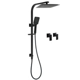 Darrahopens Furniture > Bathroom > Shower Heads & Screens Matt Black Square Twin Shower 10" Rain Head 3 Modes Handheld Silde Rail Arm Taps Set