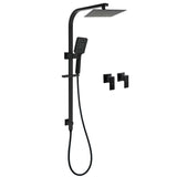 Darrahopens Furniture > Bathroom > Shower Heads & Screens Matt Black Square Twin Shower Set 8" Rain Head 3 Modes Handheld Silde Rail Arm + Taps