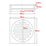 Darrahopens Furniture > Bathroom > Shower Heads & Screens Matt Black Stainless Steel 85x85mm Small Square Shower Grate Floor Drain 72mm Outlet