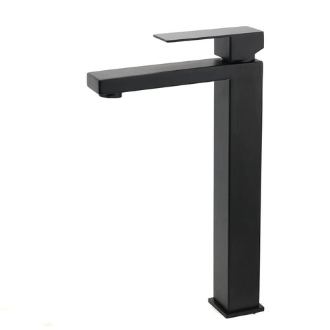 Darrahopens Furniture > Bathroom > Shower Heads & Screens Matt Black Stainless Steel Square Tall Basin Mixer Sink Tap High Vanity Spout