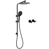 Darrahopens Furniture > Bathroom > Shower Heads & Screens Matt Black Twin 10" Shower Head 3 Modes Handheld 2in1 Wall Rail Arm Round Taps
