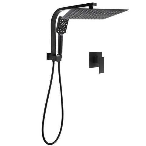 Darrahopens Furniture > Bathroom > Shower Heads & Screens Matt Black Twin Set 12" Large Shower Head 3 Modes Handheld Gooseneck Arm Wall Mixer