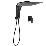 Darrahopens Furniture > Bathroom > Shower Heads & Screens Matt Black Twin Set 16" Extra Large Shower Head 3 Modes Handheld Gooseneck Arm Wall Mixer