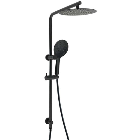 Darrahopens Furniture > Bathroom > Shower Heads & Screens Matt Black Twin Shower Head 3 Modes Handheld 2in1 Wall Rail Arm Round 10 Inch