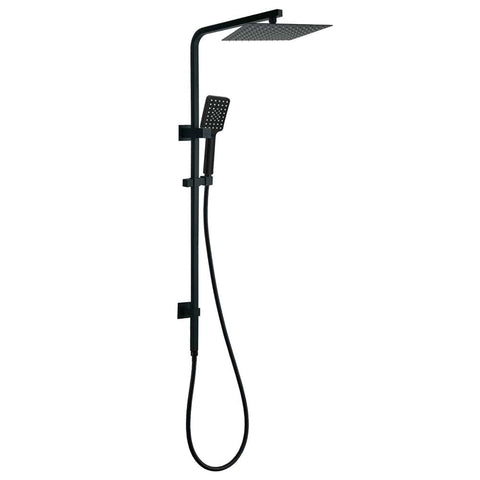 Darrahopens Furniture > Bathroom > Shower Heads & Screens Matt Black Twin Shower Set Square 10" Rain Head 3 Modes Handheld Wall Arm Rail