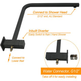 Darrahopens Furniture > Bathroom > Shower Heads & Screens Matt Black Twin Shower Set Square 10" Rain Head 3 Modes Handheld Wall Arm Rail + Mixer