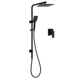 Darrahopens Furniture > Bathroom > Shower Heads & Screens Matt Black Twin Shower Set Square 10" Rain Head 3 Modes Handheld Wall Arm Rail + Mixer