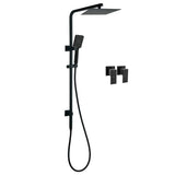 Darrahopens Furniture > Bathroom > Shower Heads & Screens Matt Black Twin Shower Set Square 10" Rain Head 3 Modes Handheld Wall Arm Rail + Taps