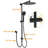 Darrahopens Furniture > Bathroom > Shower Heads & Screens Matte Black Large 12" Round Shower Head Twin Set Handheld Diverter Wall Rail Arm