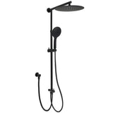 Matte Black Large 12" Twin Round Shower Head Set Handheld Diverter Rail Wall Arm | darrahopens.com.au Premium AU Stock