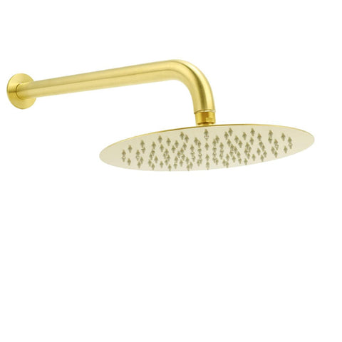 PVD Brushed Gold 10" Shower Rain Head 355mm Straight Wall Mount Arm Bathroom Set | darrahopens.com.au Premium AU Stock