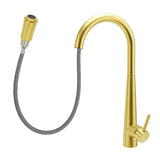 Darrahopens Furniture > Bathroom > Shower Heads & Screens Round Brushed Gold Pull Out Kitchen Sink Tap Basin Mixer Faucet Flexible Spout