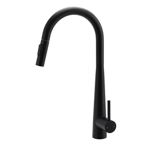 Darrahopens Furniture > Bathroom > Shower Heads & Screens Round Matt Black Pull Out Kitchen Sink Tap Laundry Basin Mixer 2 Way Spout Set