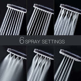 Shower Head, Large Square Shower Head With One-Hand Control, High Pressure Shower Head With 6 Shower Modes, Chrome | darrahopens.com.au Premium AU Stock