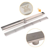 Darrahopens Furniture > Bathroom > Shower Heads & Screens Silver 304 Stainless Steel 900mm Strip Fence Shower Grate Floor Drain 50mm Waste