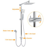 Darrahopens Furniture > Bathroom > Shower Heads & Screens Square 8" Rain Shower Head 3 Mode Handheld Sliding Rail Arm 2 IN 1 Set Twin Taps