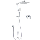Darrahopens Furniture > Bathroom > Shower Heads & Screens Square 8" Rain Shower Head 3 Mode Handheld Sliding Rail Arm 2 IN 1 Set Twin Taps