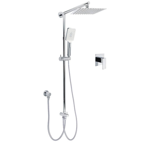 Darrahopens Furniture > Bathroom > Shower Heads & Screens Square 8" Rain Shower Head 3 Mode Handheld Sliding Rail Arm Twin Set Diverter Mixer