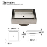Darrahopens Furniture > Bathroom > Shower Heads & Screens Stainless Steel 100mm Square Tile Insert Shower Grate Floor Drain 50mm Outlet