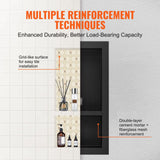 Darrahopens Furniture > Bathroom > Shower Heads & Screens VEVOR Shower Niche Ready for Tile 40.64 x 81.28 cm, Double Shelf Organizer, Square Corners Wall-inserted Niche Recessed, Sealed Protection Modern Soap Storage Niche for Shower Bathroom, Black